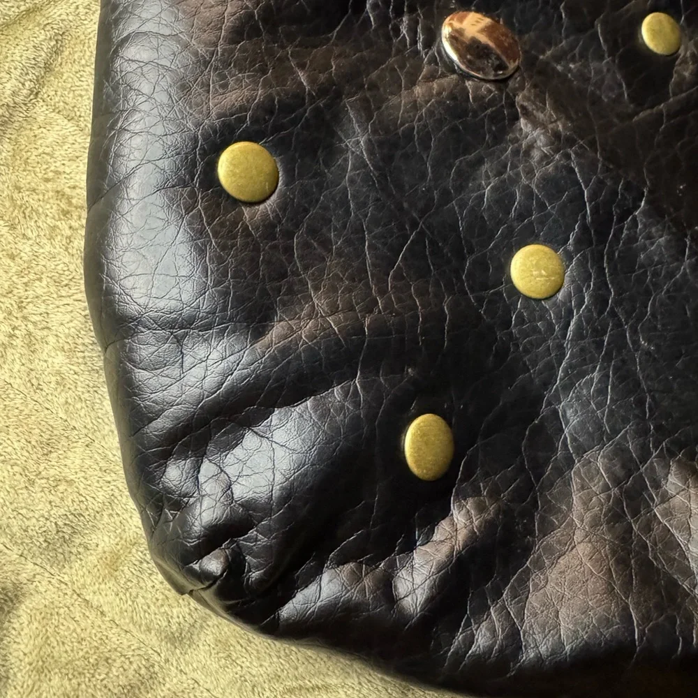 Gianinni Studded Black Faux Leather Shoulder Bag - Picture 5 of 9